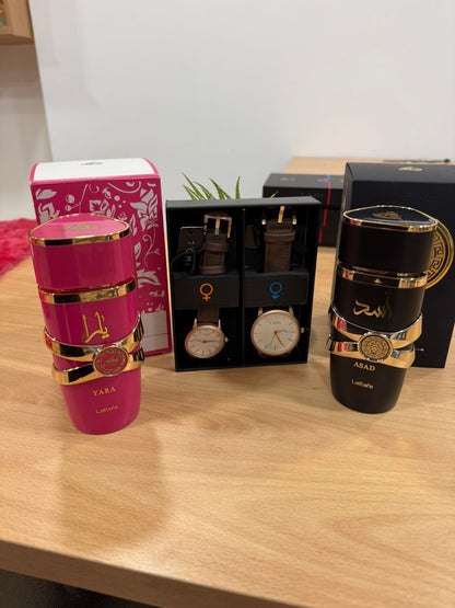 Dúo Perfecto para Él y Ella: Combo Pareja (Perfumes + Relojes "Gratis")